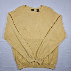 IZOD Mens Yellow Argyle 100% Cotton Sweater‎ XL